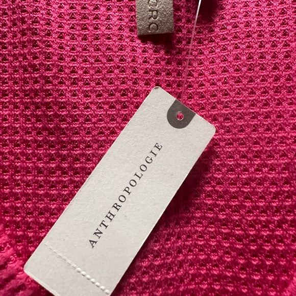 🌺 Anthropologie Pilcro Waffle Knit Wide V-Neck Slouchy Ruffle Top Pink Size Med - Picture 5 of 17